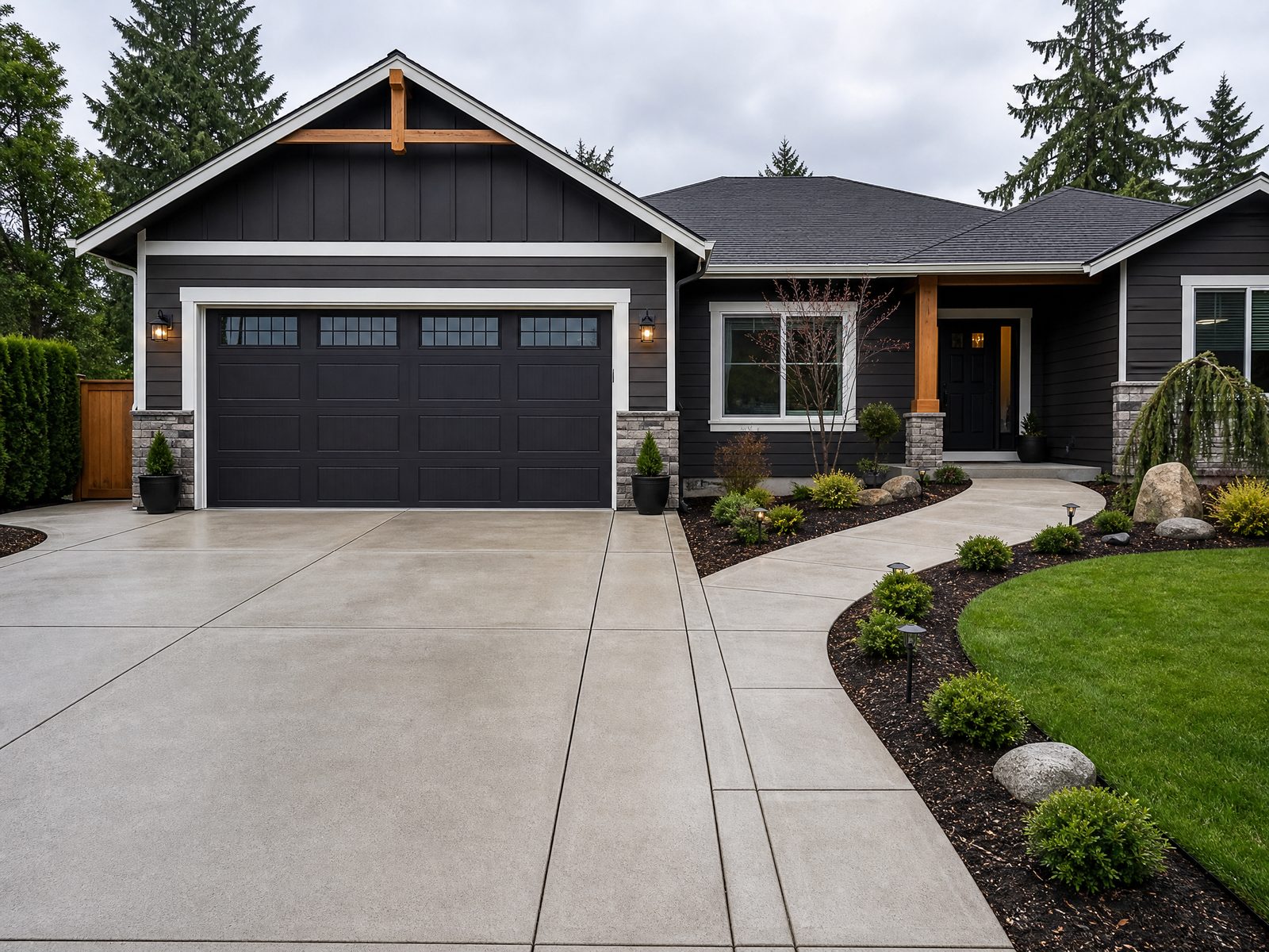 Clean concrete driveway