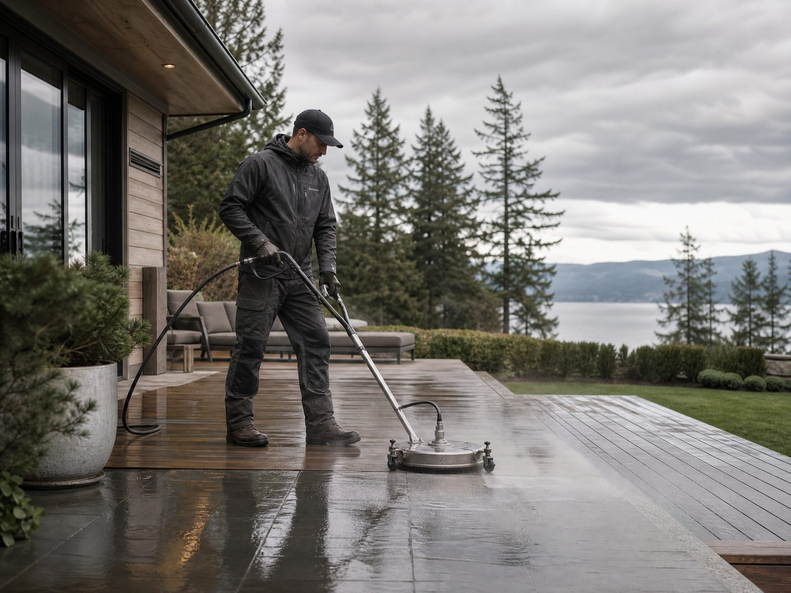 Pressure washing home siding